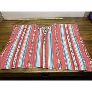 Silverado Boutique Southwest Aztec Blouse Square Sleeve Size Small